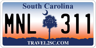 SC license plate MNL311