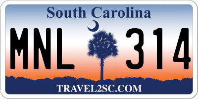 SC license plate MNL314