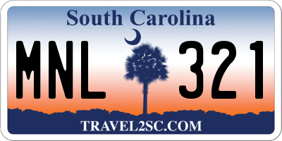 SC license plate MNL321