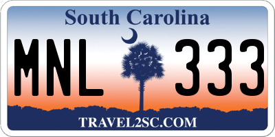 SC license plate MNL333