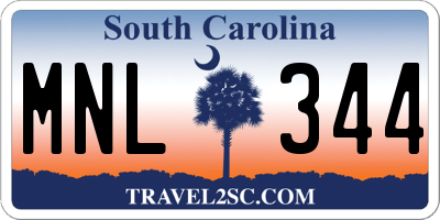 SC license plate MNL344