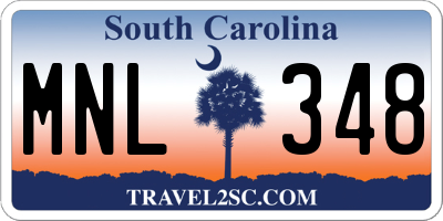 SC license plate MNL348