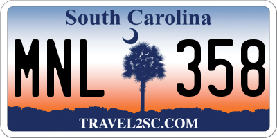 SC license plate MNL358