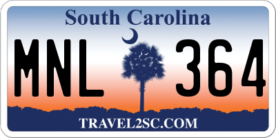 SC license plate MNL364
