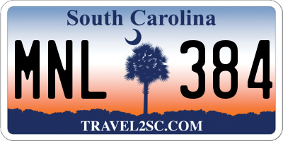 SC license plate MNL384