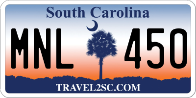 SC license plate MNL450