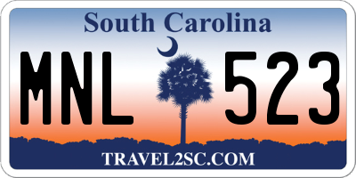 SC license plate MNL523