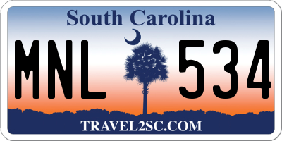 SC license plate MNL534