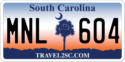 SC license plate MNL604