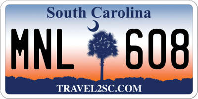 SC license plate MNL608