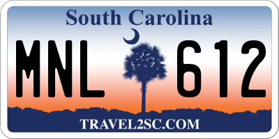 SC license plate MNL612