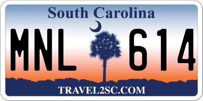 SC license plate MNL614