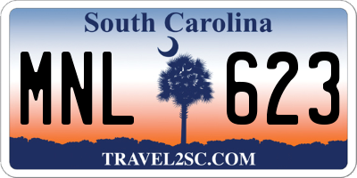 SC license plate MNL623