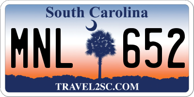 SC license plate MNL652