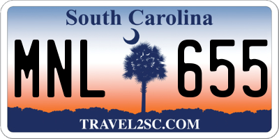 SC license plate MNL655