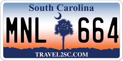 SC license plate MNL664