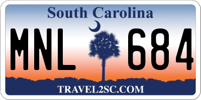 SC license plate MNL684