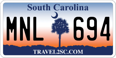 SC license plate MNL694
