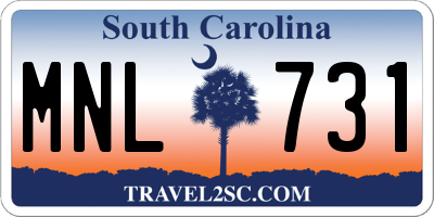 SC license plate MNL731