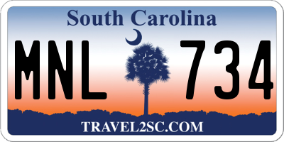 SC license plate MNL734