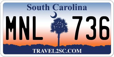 SC license plate MNL736