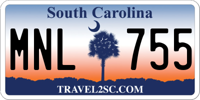 SC license plate MNL755