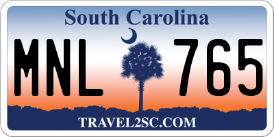 SC license plate MNL765