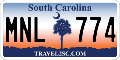 SC license plate MNL774