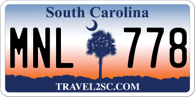 SC license plate MNL778