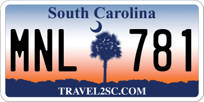 SC license plate MNL781