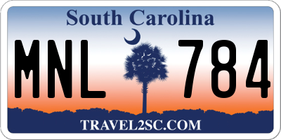 SC license plate MNL784