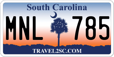 SC license plate MNL785