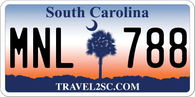 SC license plate MNL788