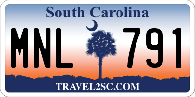 SC license plate MNL791