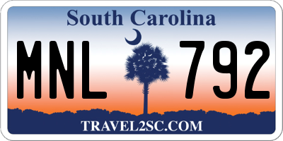SC license plate MNL792