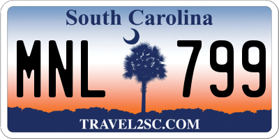 SC license plate MNL799