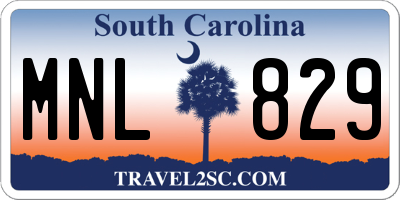 SC license plate MNL829