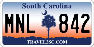 SC license plate MNL842