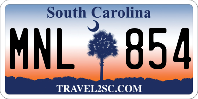SC license plate MNL854
