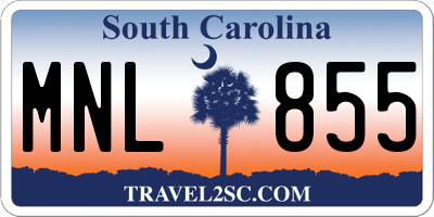 SC license plate MNL855