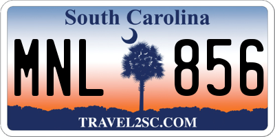 SC license plate MNL856