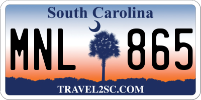 SC license plate MNL865