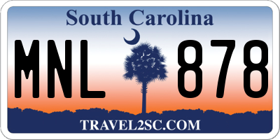 SC license plate MNL878