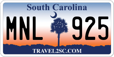 SC license plate MNL925