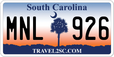 SC license plate MNL926