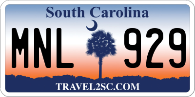 SC license plate MNL929