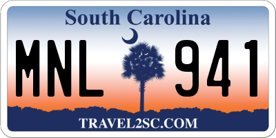 SC license plate MNL941