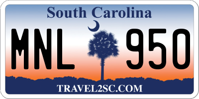 SC license plate MNL950