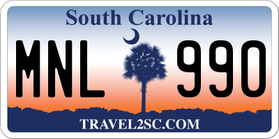 SC license plate MNL990