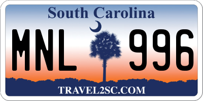 SC license plate MNL996